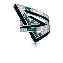 Кольцо из белого золота с бриллиантами, изумрудами