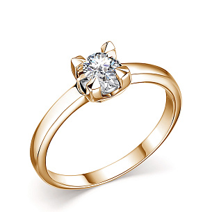 Кольцо из красного золота с бриллиантом