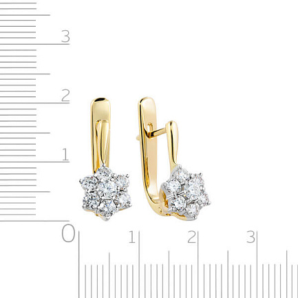 Серьги с английским замком из желтого золота с бриллиантом