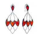 Серьги из серебра с агатом, фианитом