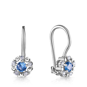 Серьги детские из серебра с фианитом