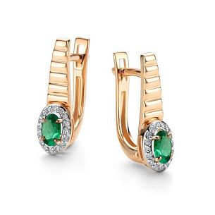 Серьги с английским замком из красного золота с бриллиантом