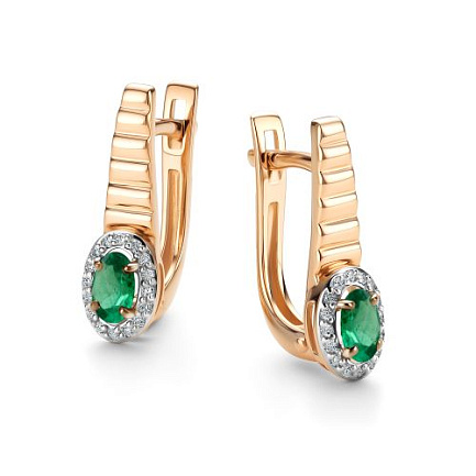 Серьги с английским замком из красного золота с бриллиантами