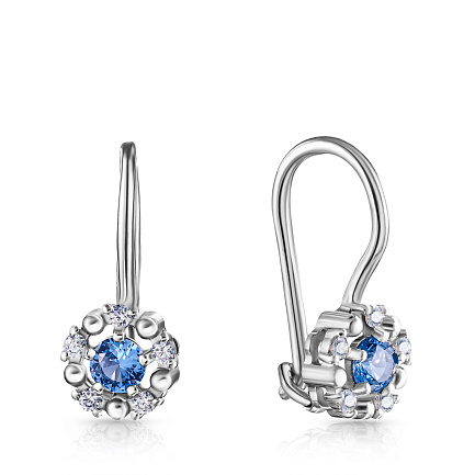 Серьги детские из серебра с фианитом