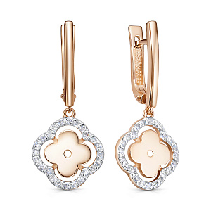 Серьги с английским замком из красного золота с бриллиантами