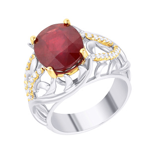 Кольцо из комбинированного золота с рубином