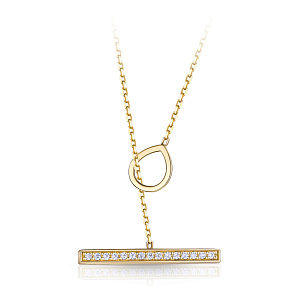 Колье из желтого золота с фианитом