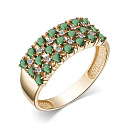 Кольцо из красного золота с бриллиантами, изумрудами