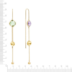 Серьги из желтого золота с аметистами