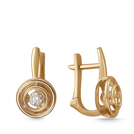 Серьги из красного золота с фианитами