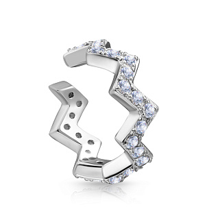 Серьга одиночная из серебра с фианитом