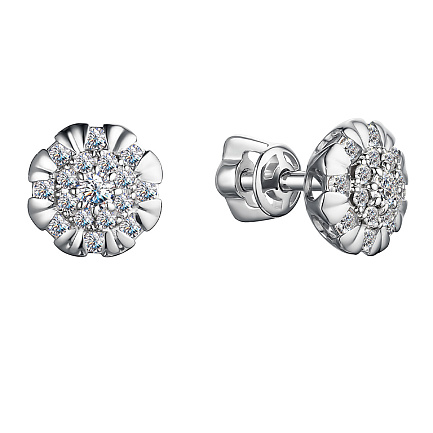 Пусеты из белого золота с бриллиантами