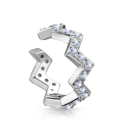 Серьга одиночная из серебра с фианитом