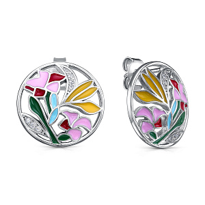 Серьги с английским замком из серебра с фианитами