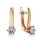 Серьги с английским замком из красного золота с фианитом