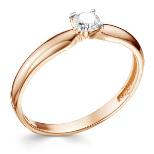 Кольцо из красного золота с бриллиантом