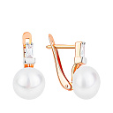 Серьги с английским замком из красного золота с жемчугом