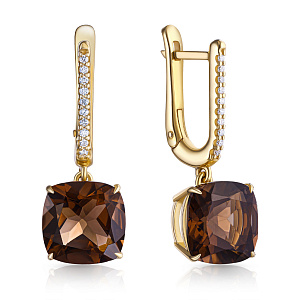 Серьги с английским замком из желтого золота с бриллиантами