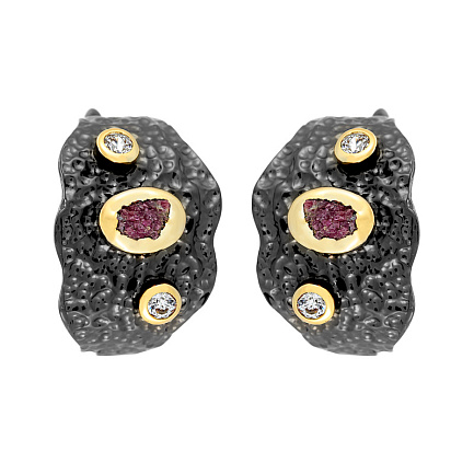 Серьги из серебра с фианитами