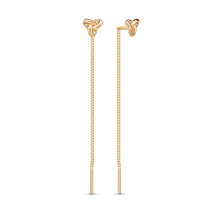 Серьги из красного золота с фианитами