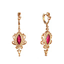 Серьги из желтого золота с бриллиантами, рубинами