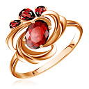 Кольцо из красного золота с гранатом