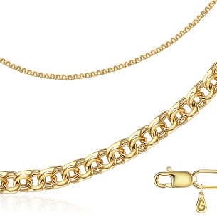 Цепь автомат из желтого золота, плетение шпрингелевое