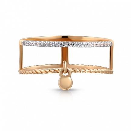 Кольцо из красного золота с фианитом