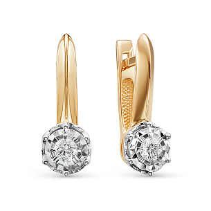 Серьги из красного золота с бриллиантом