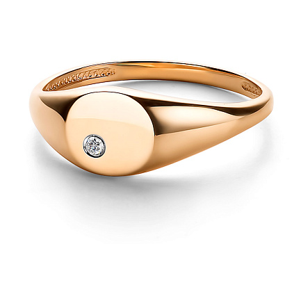 Кольцо из красного золота с бриллиантом