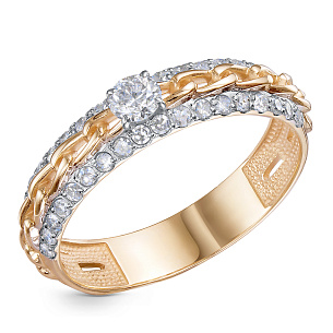 Кольцо помолвочное из красного золота с бриллиантом