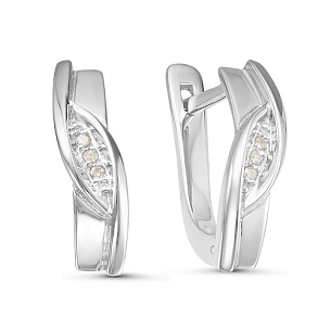 Серьги из белого золота с бриллиантом