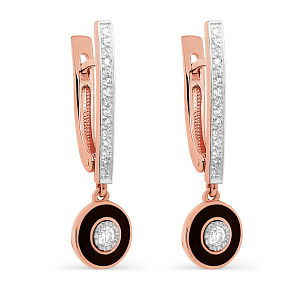 Серьги с английским замком из красного золота с бриллиантами