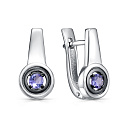 Серьги с английским замком из серебра с танзанитами