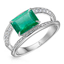 Кольцо из белого золота с бриллиантами, изумрудом
