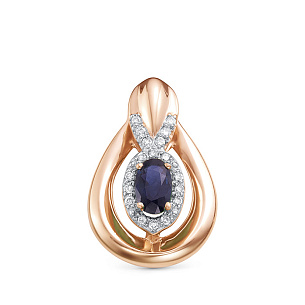 Подвеска из красного золота с сапфиром