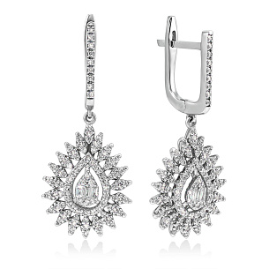 Серьги из белого золота с бриллиантом