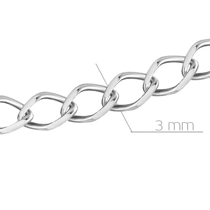 Цепь автомат из серебра, плетение одинарный ромб