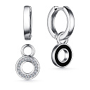 Серьги из серебра с фианитами, эмалью