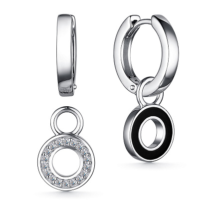 Серьги из серебра с фианитами, эмалью