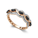 Кольцо из красного золота с бриллиантами, сапфирами