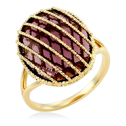 Кольцо из желтого золота с аметистом