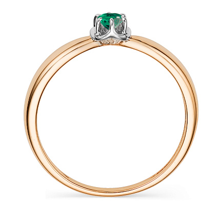 Кольцо из красного золота с изумрудом