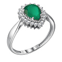 Кольцо из серебра с агатом, фианитами