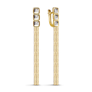 Серьги с английским замком из желтого золота с бриллиантом