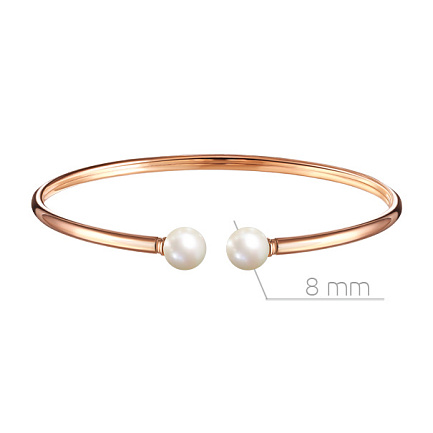 Браслет жесткий из красного золота с жемчугом