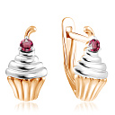 Серьги детские из красного золота с фианитом