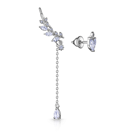 Серьги из серебра с фианитом