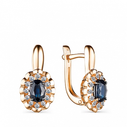 Серьги с английским замком из красного золота с бриллиантами