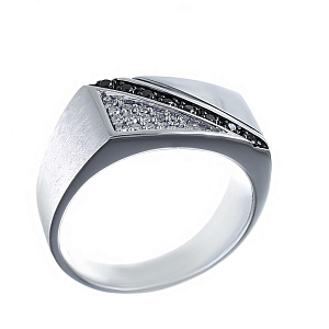 Печатка из белого золота с бриллиантами